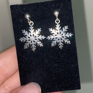 HASLA Norway Sterling Silver Snowflake Dangle Drop Earrings